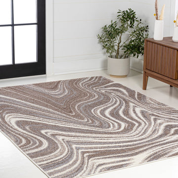 Eleni Contemporary Glam Abstract Marble Area Rug